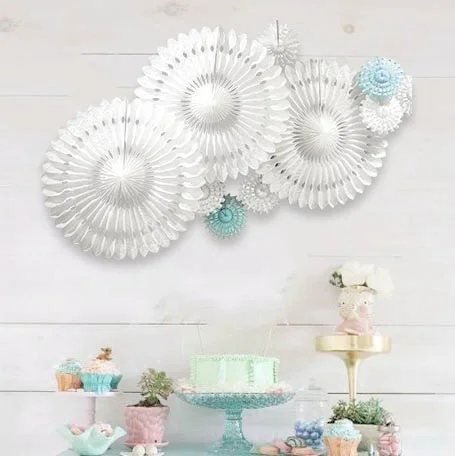 10 шт./компл. Висячие бумажные украшения набор Снежинка ткани вееры Pinwheels для
