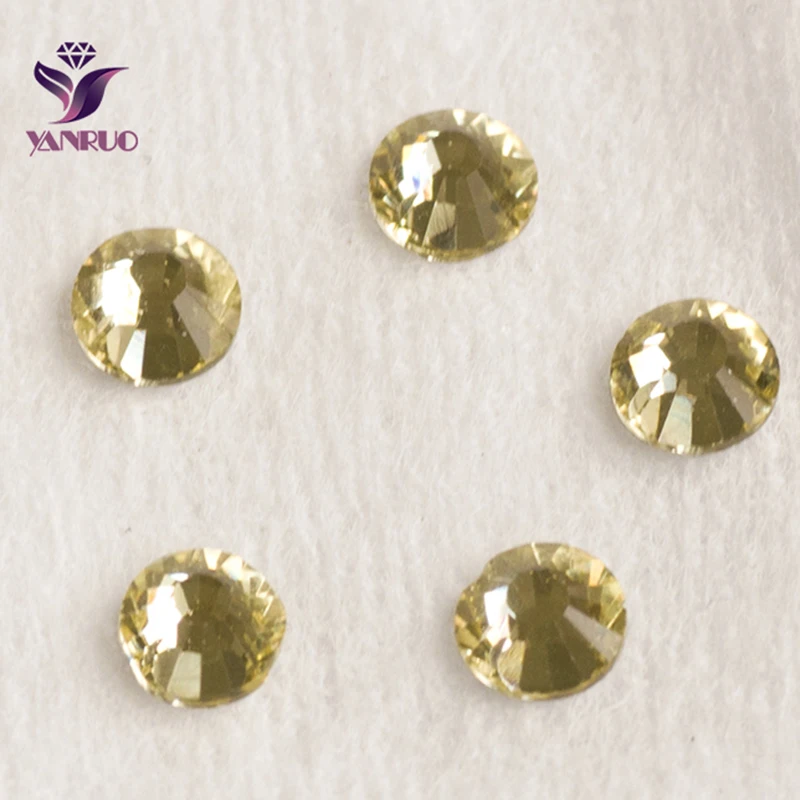 YANRUO Jonquil желтые стеклянные камни без горячей фиксации Flatback Strass для ногтей DIY
