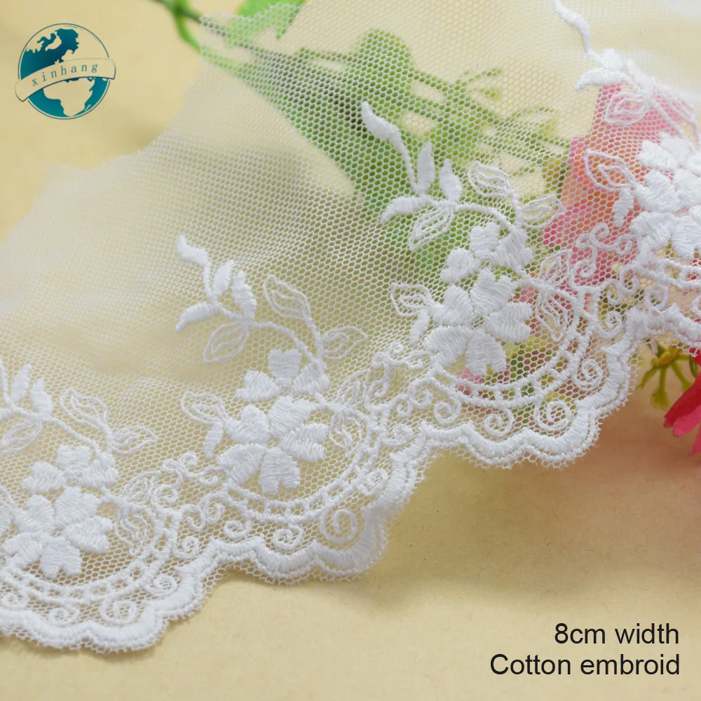 

5yards 8cm Width Embroid Sewing ribbon Guipure Lace Trim Fabric Warp Knitting DIY Garment Accessories Wedding Appliques #1786