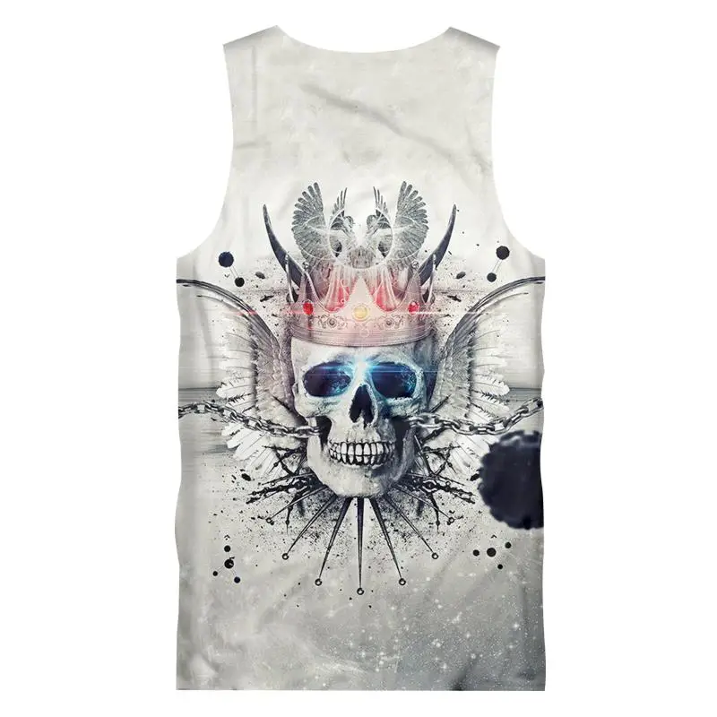 2018 Новый Корона Череп Blue Eyes Для мужчин футболка 3d печать о воротник моды