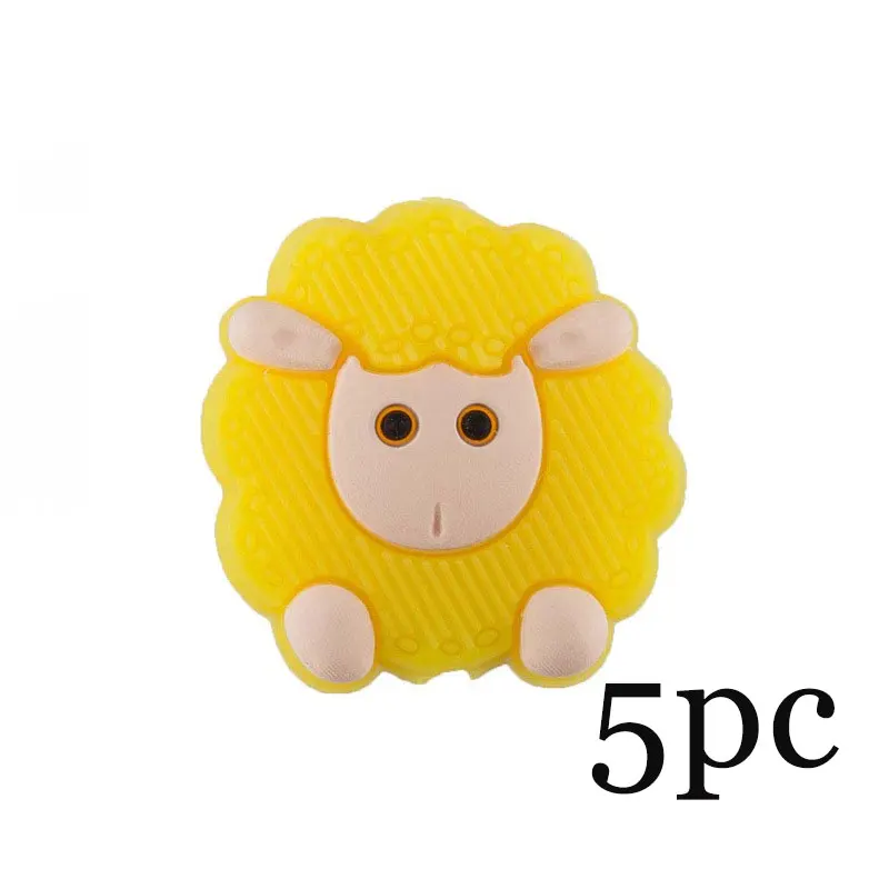 5pc Sheep Yellow Силиконовый Прорезыватель животных Детский Прорезыватель грызунов BPA Бесплатно Детские Прорезыватели для зубов DIY пустышка цепь силиконовые бусины для младенцев Товары для малышей игрушки - Цвет: 5pc Sheep Yellow