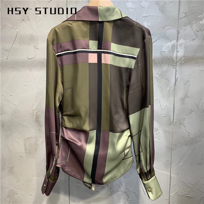 【HSY stuo】 2019 Осенняя новая трендовая женская рубашка с глубоким v образным вырезом