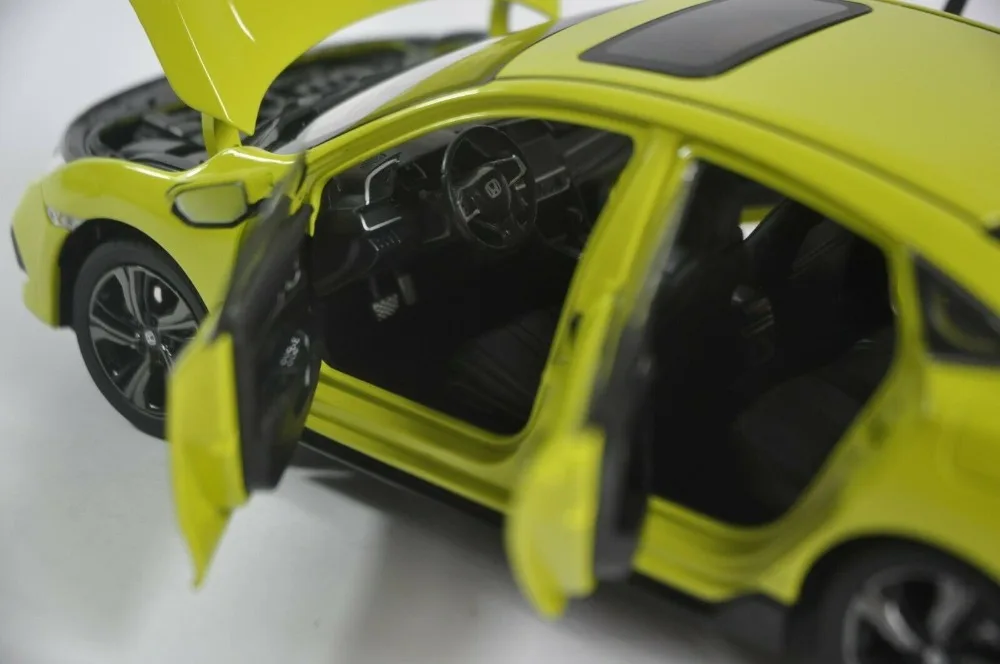 1:18 литье под давлением модель для Honda Civic MK10 желтый седан Игрушечная машина из сплава миниатюрная коллекция подарки