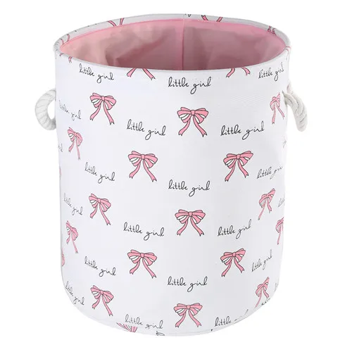 Color bow Грязная одежда розовая корзина для белья обувь Балетная девочка бант печатные игрушки Органайзер бытовые хлопковые сумки для хранения корзина 35*40 см - Цвет: Color bow