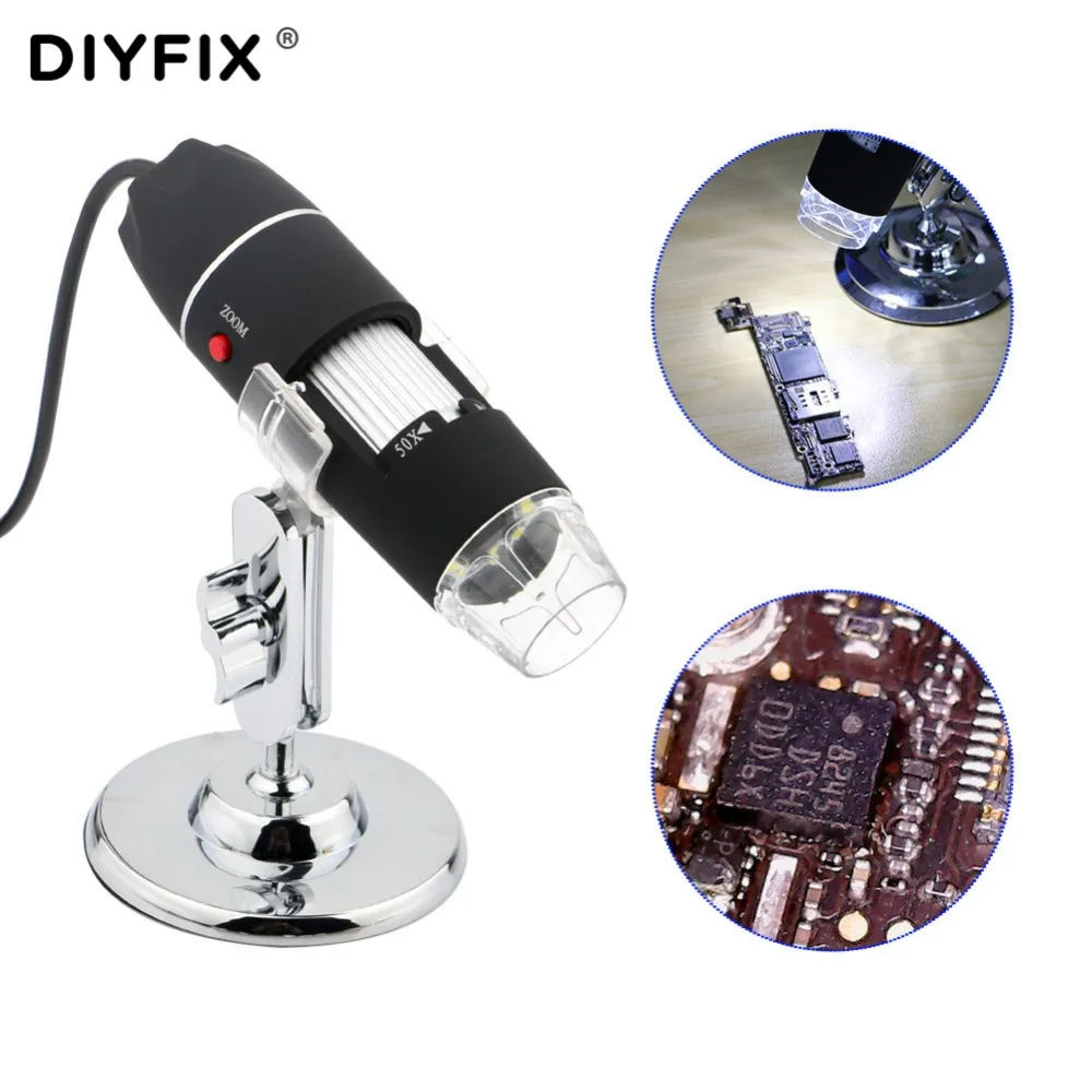 Цифровой USB-микроскоп DIYFIX 500X портативный эндоскоп с 8 светодиодами