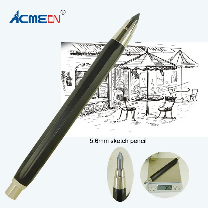 39g Metal Aluminium Heavy Pencil School Push Retractable Sketch Drawing Stationery Pencil
