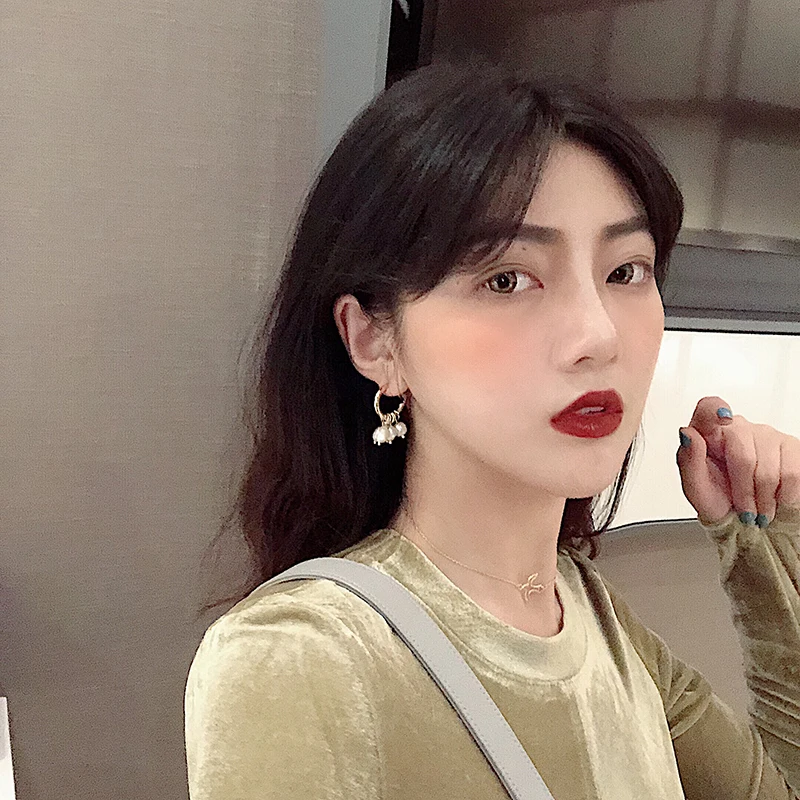Женские серьги-кольца HUANZHI с золотым и металлическим геометрическим узором из