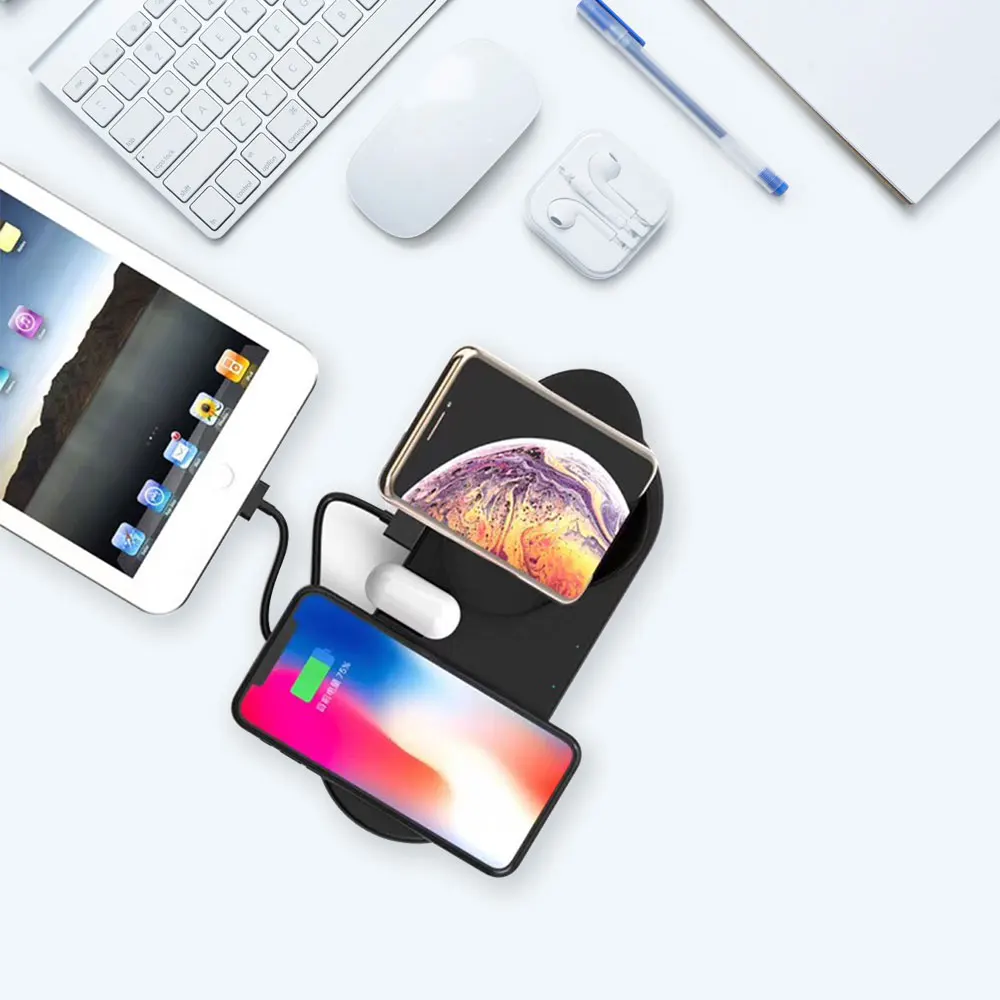 Беспроводной 4 в 1 держатель телефона станция зарядное устройство для Iphone 11 Pro XS MAX XR 8 Plus X Apple Watch Series 5 4 3 2 Iwatch Airpods Dock