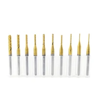 10pcslot 3 175mm tin coating corn end mill cutter pcb milling bits for pvc pcb cnc router bits 0 8mm to 3 0mm end mill