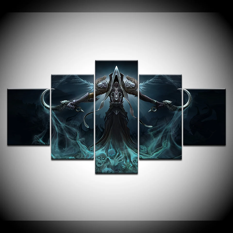 Картина на холсте Scythe and Ghost 5 шт. Настенная картина модульные обои плакат печать