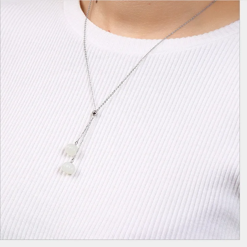 Uglyless Real 925 Sterling Silver Natural Jade Pumpkin Pendants With Chains Handmade Gemstones Necklaces Tassel Chokers Bijoux | Украшения