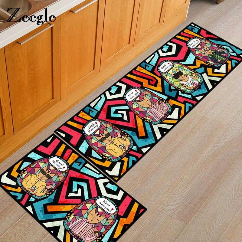 Дверной коврик Zeegle кухонный ковер с принтом мультяшного кота Нескользящие