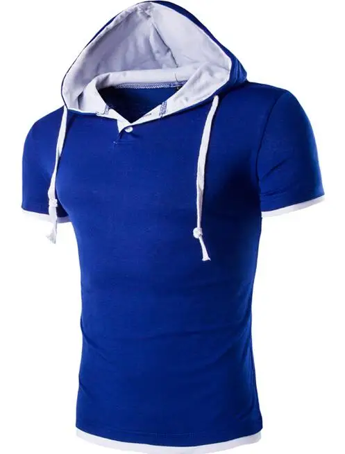 Новый мужской моды 2018 короткий рукав поддельные два тенниска резкое тонкий Для