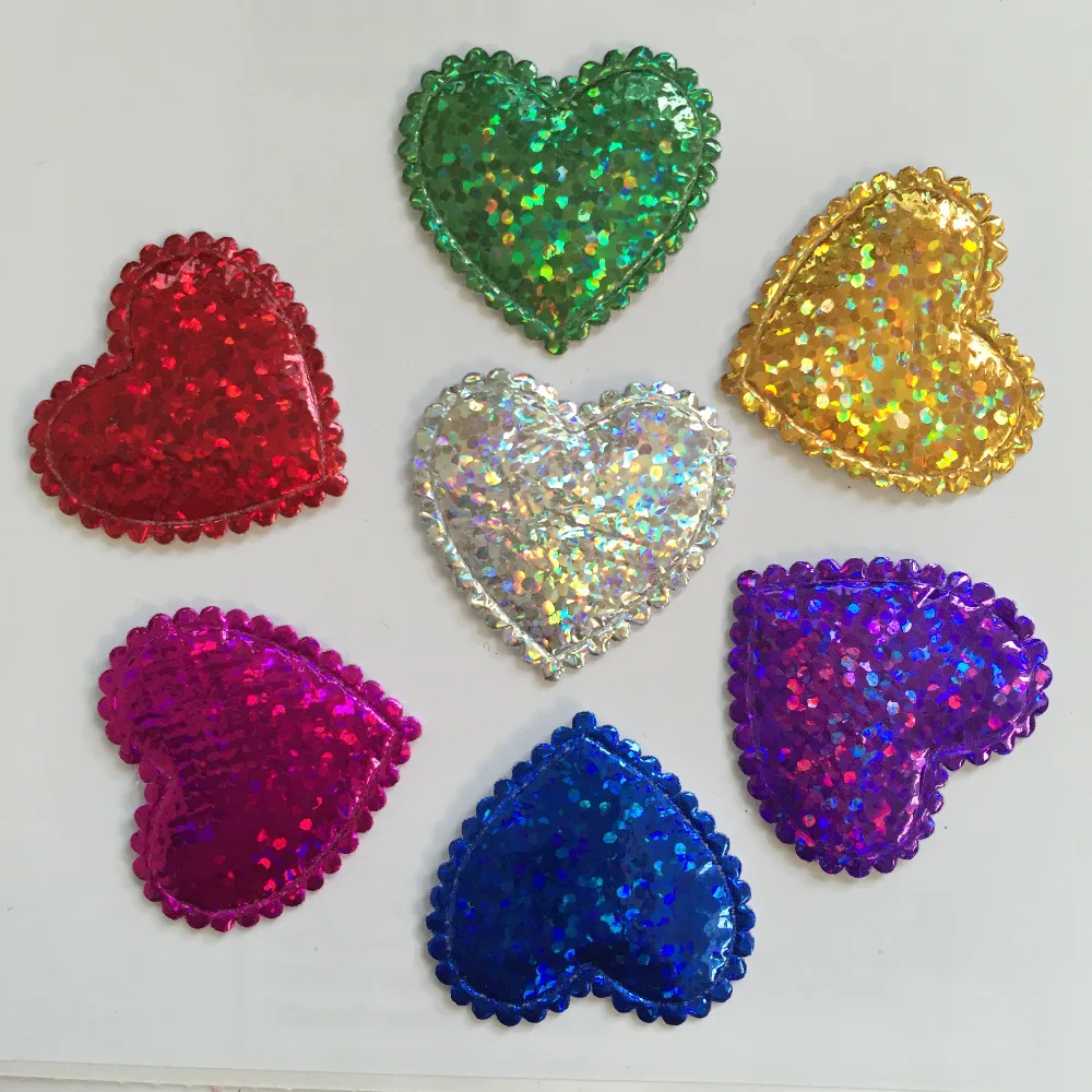 40PCS 28mm Padded pretty Flashing heart Appliques / Scrapbooking craft making craft  A64A