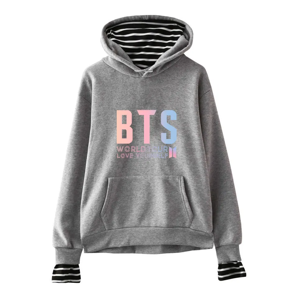Женская одежда 2018 осеннее женское худи BTS WORLD TOUR поддельные две части плюс