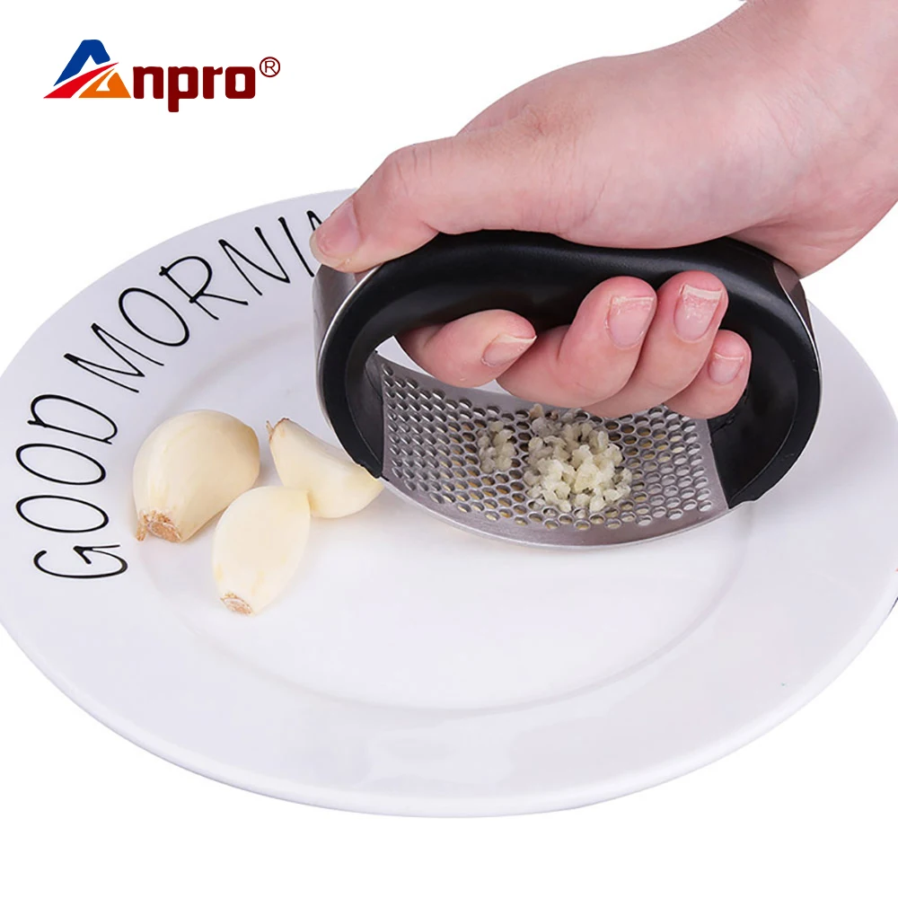 Anpro нержавеющая сталь Чеснок Пресс ручной кривой чеснок имбирь Smasher Мясорубка