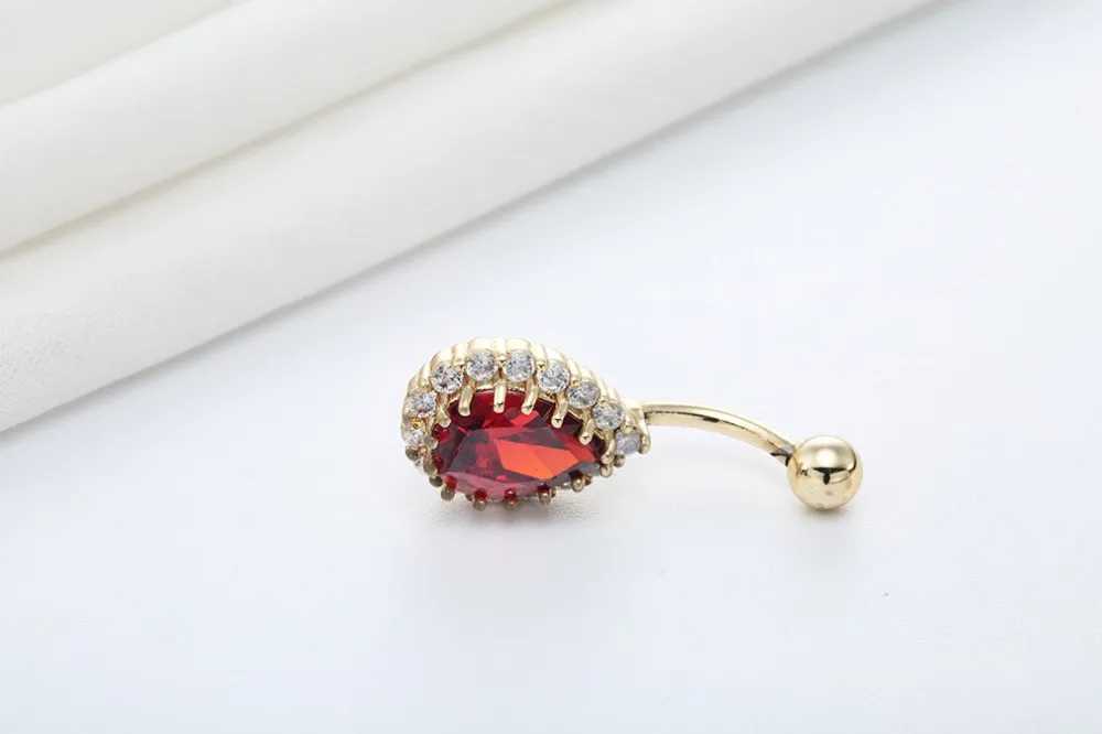 Cahndler капли воды пупка кольцо для пирсинга, из хирургической стали Ringen бар ювелирные изделия для тела один Кристалл Стразы Ombligo Nombril
