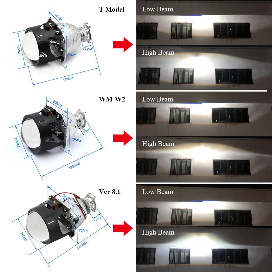 

RONAN 2.5" Bi xenon HID H1 Headlight Lens Projector S-MAX Shrouds Car Styling for Car Retrofit