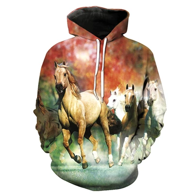 color as the picture YX девушка Прямая плюс размер XS-7XL Новая мода 3d толстовки животное лошадь печати Мужчины/Женщины Толстовка с капюшоном - Цвет: color as the picture