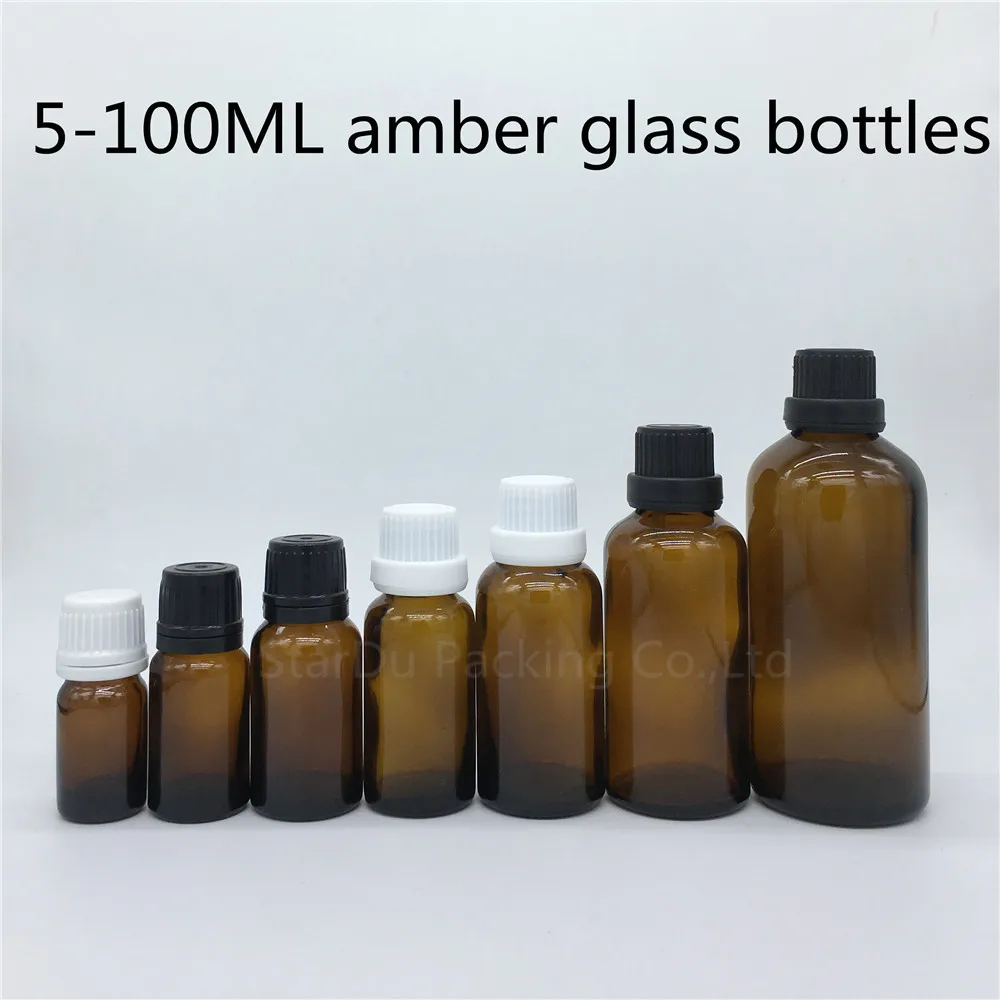 

Vials Essential Oil Bottle with Tamper Evident Cap Perfume Bottles Amber 5ml 10ml 15ml 20ml Glass Bottle, 30ML 50ml 100ml 10pcs