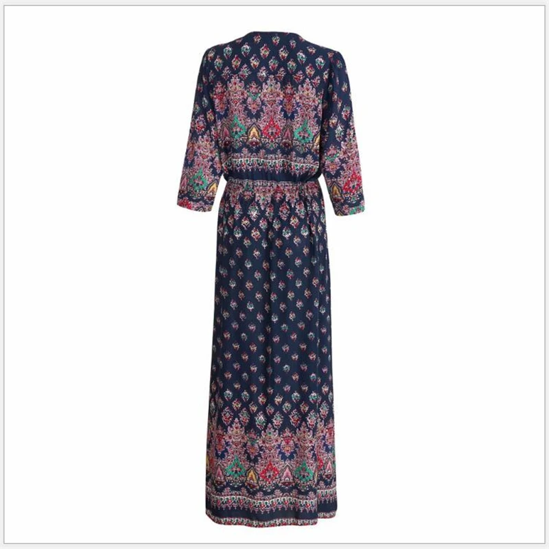 

2019 Women dress Spring fashion printing long vestidos Good quality Women Bohemian style casual summer dress k387