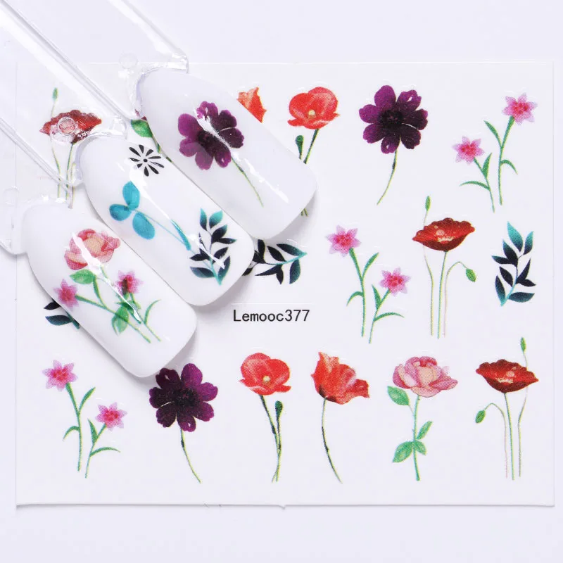 4 Nail Water Decals Transfer Stickers Flower Tropical Images Nail Art Manicure Tips Decoration for UV Gel Polish - Цвет: 4
