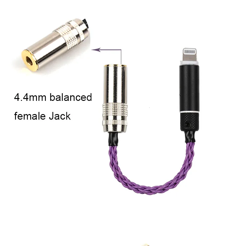 OKCSC HiFi адаптер для iphone lightning папа Мужской Разъем 4,4 мм 2,5 мм сбалансированный мама 3,5 мм Женский Разъем для наушников усилитель