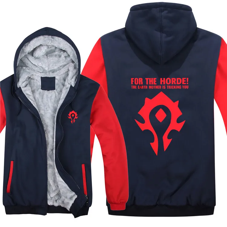 Новинка, зимняя теплая толстовка WOW с капюшоном, игра Dota 2, пальто, ALLIANCE& Horde, куртка, пальто для мужчин, толстый флис, на молнии, светящиеся, WOW, толстовки