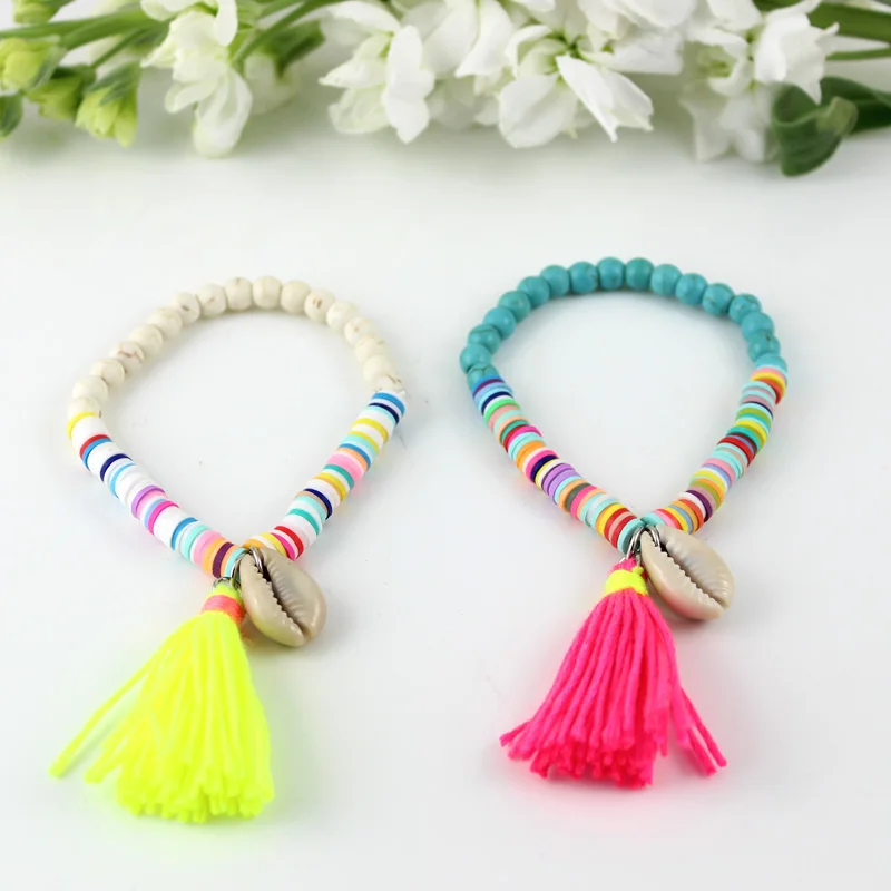 Классический браслет в стиле бохо Женский хлопковый ручной работы с кисточками и