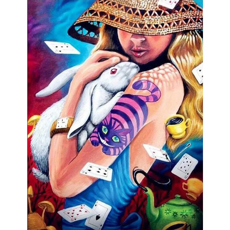 

Handicrafts DIY 5D Diamond Embroidery Cartoon Paint with Diamonds Full Drill Diamond Mosaic Girl Rabbit Handmade Arts and Crafts