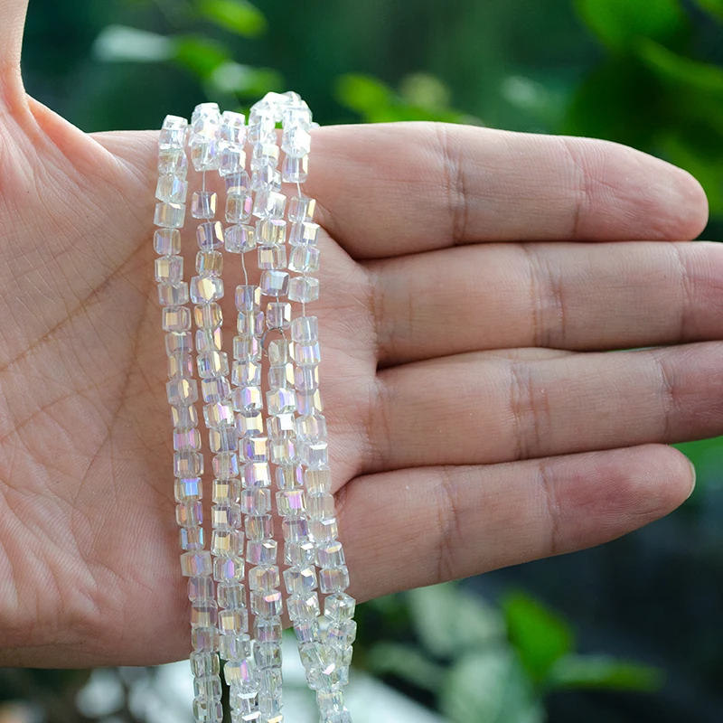 Цветные хрустальные Квадратные бусины AB для изготовления ювелирных изделий