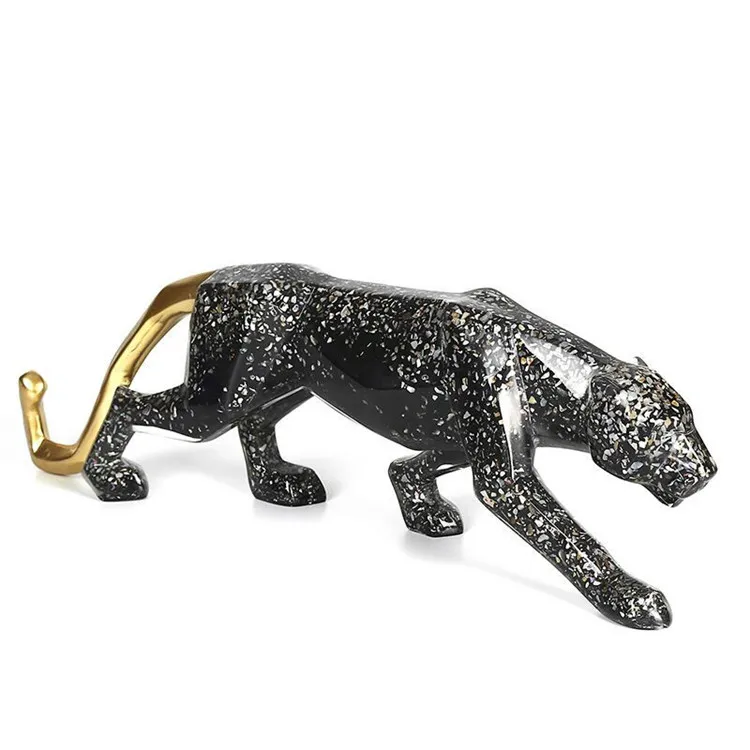 Современный абстрактный Золотой Леопард Скульптура геометрический смолы Leopard статуя диких животных подарок украшения ремесла аксессуары для дома