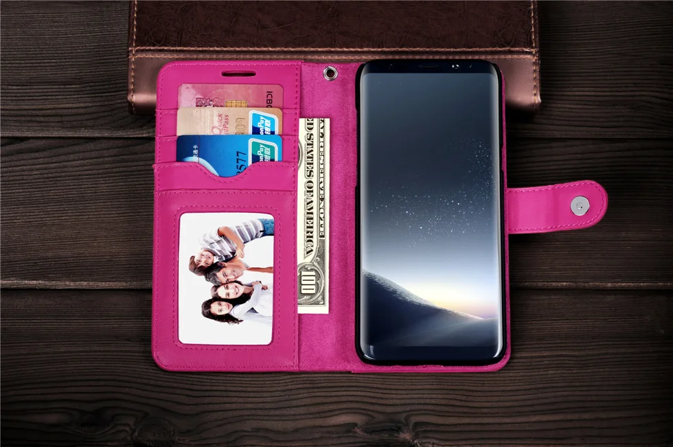 Роскошный Musubo кожа съёмный корпус для Samsung Galaxy S8 Plus, Note 8 S7 Edge чехол Чехол-книжка с застежкой на магните с отделениями для карт