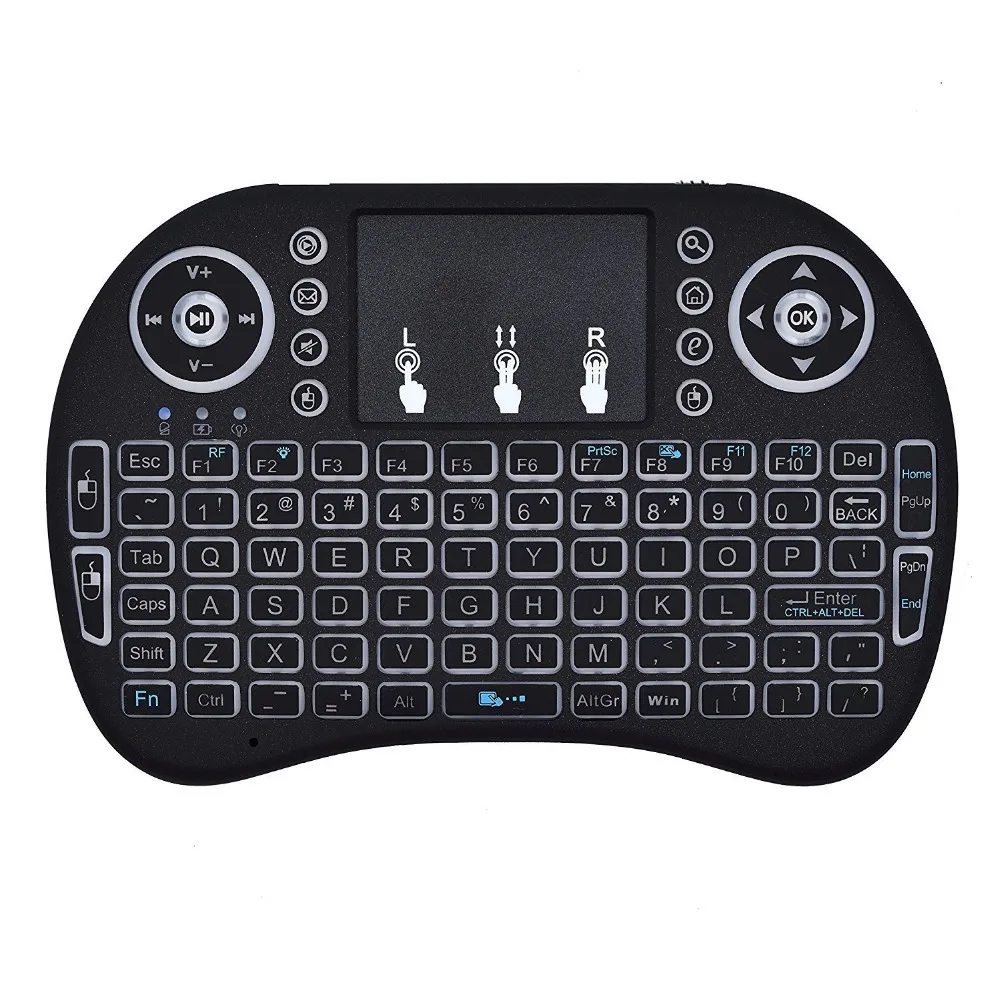 I8 Мини беспроводной клавиатура 2 4 ГГц английский 7 цветов подсветка Air мышь с