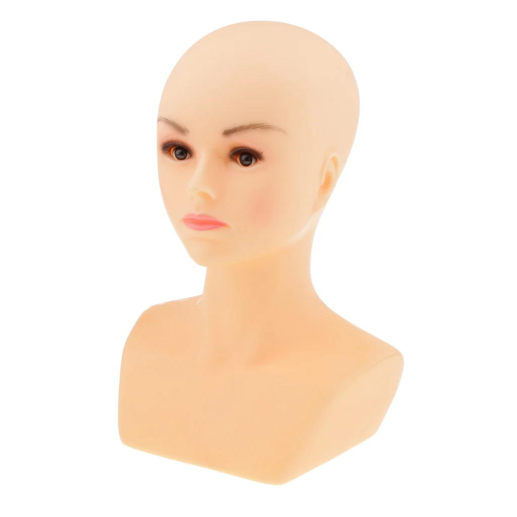 Free Standing Display Female Mannequin Head with Bust for Hair Wigs Salon, Retail Stores