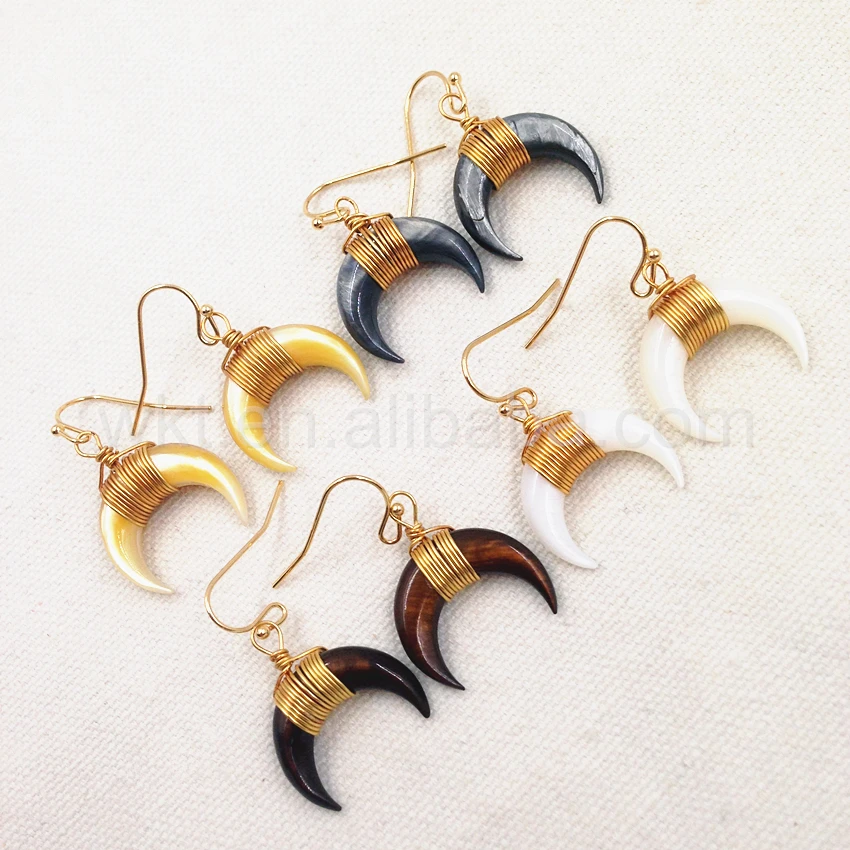 Женские серповидные серьги в виде полумесяца ракушки из натуральной кожи