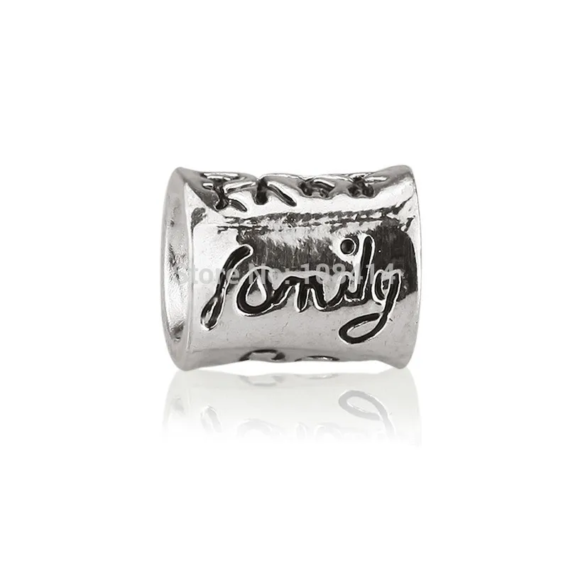 Семейная Мода Европейский с серебряным покрытием металлические бусины большим