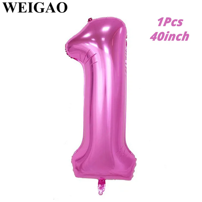 Pink 40inch 1 WEIGAO 40 дюймов номер 1 Воздушные шары розовое золото один год баллон для маленьких мальчиков и девочек первый день рождения первый год День рождения воздушные шары - Цвет: Pink 40inch 1