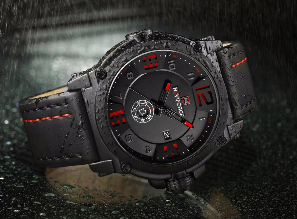 Топ люксовый бренд NAVIFORCE мужские спортивные часы кварцевые часы с кожаным ремешком Мужские Водонепроницаемые наручные часы relogio masculino 9099