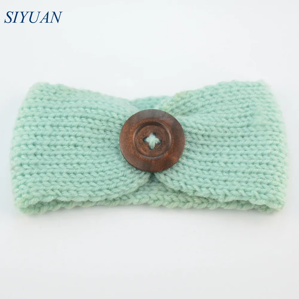 16 шт./лот однотонная вязаная крючком шерстяная пряжа головная повязка с