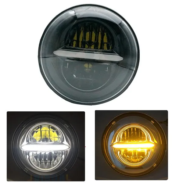Для Land Rover Defender 7 дюймов 50 Вт УАЗ DRL светодиодный H4 фара для Jeep Wrangler светодиодный указатель поворота сигнальная фара дневные ходовые огни - Цвет: 1x Black