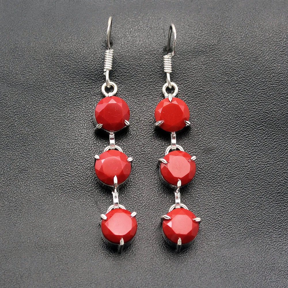 49% OFF Elegant Cute Natural Red Coral 925 Sterling Silver Women Ladies Dangle Earrings PT49 Free Shipping | Украшения и