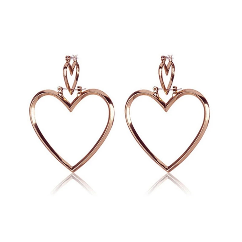 DoreenBeads панк шик стильные серьги из сплава полые сердца розового золота