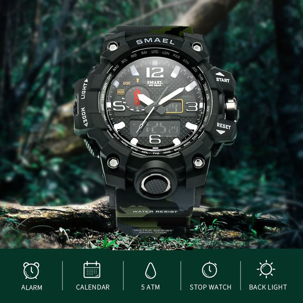 2018 военные спортивные часы для мужчин Топ бренд камуфляж армейские электронные