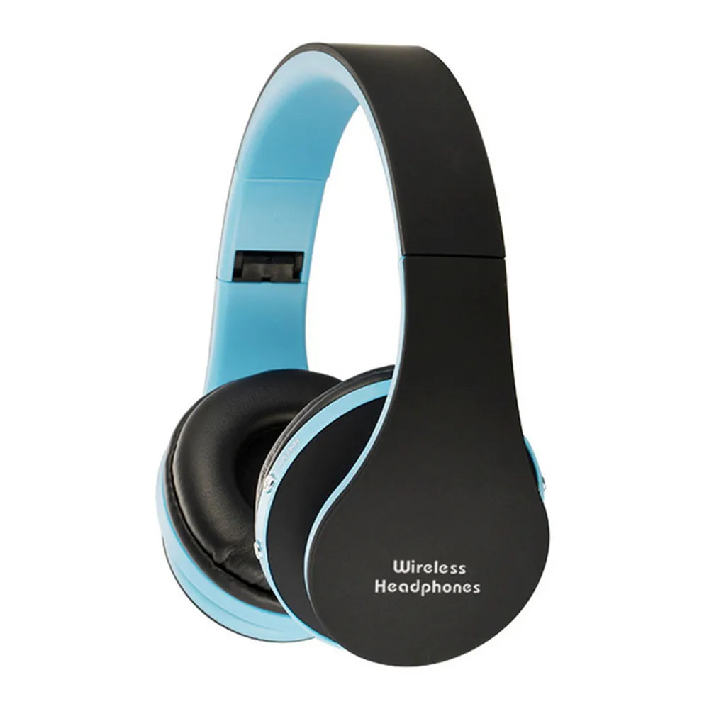 Black Blue Складные HiFi Bluetooth Наушники Накладные наушники проводные/беспроводные наушники Складные стерео игровая гарнитура геймер регулируемые наушники - Цвет: Black Blue