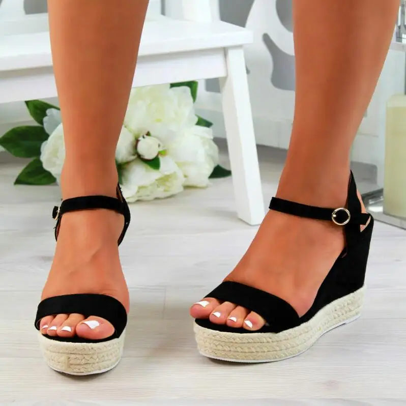 Sandalias mujer/женские летние босоножки Обувь на танкетке с открытым носком Женская