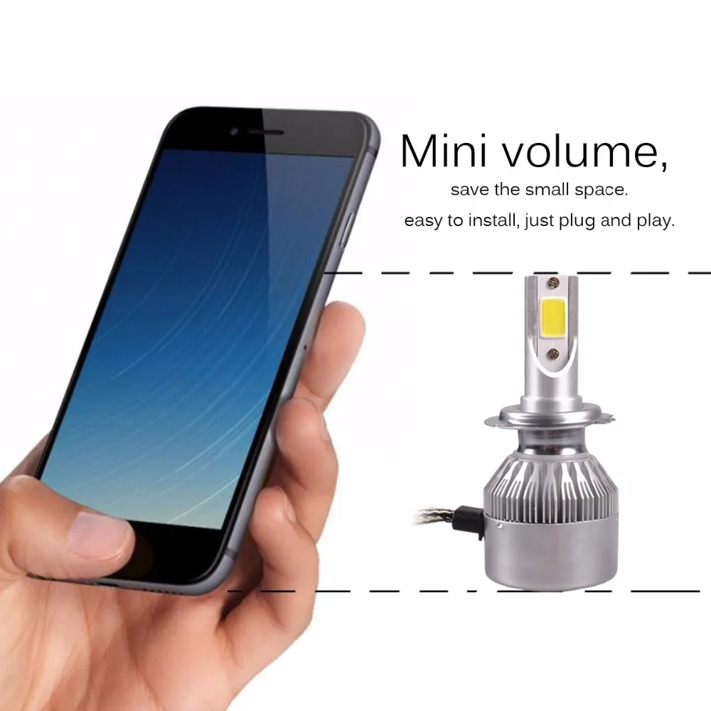 H1 H3 H4 H7 H11 9005 9006 9007 C6 Cветодиодные лампы для авто фары led лампа ходовые огни лед диодные лампы для авто фар автомобиля 6000 К 72 Вт 8000LM Foglight фар луч авто аксессуары все в одном автомобиле 2 шт