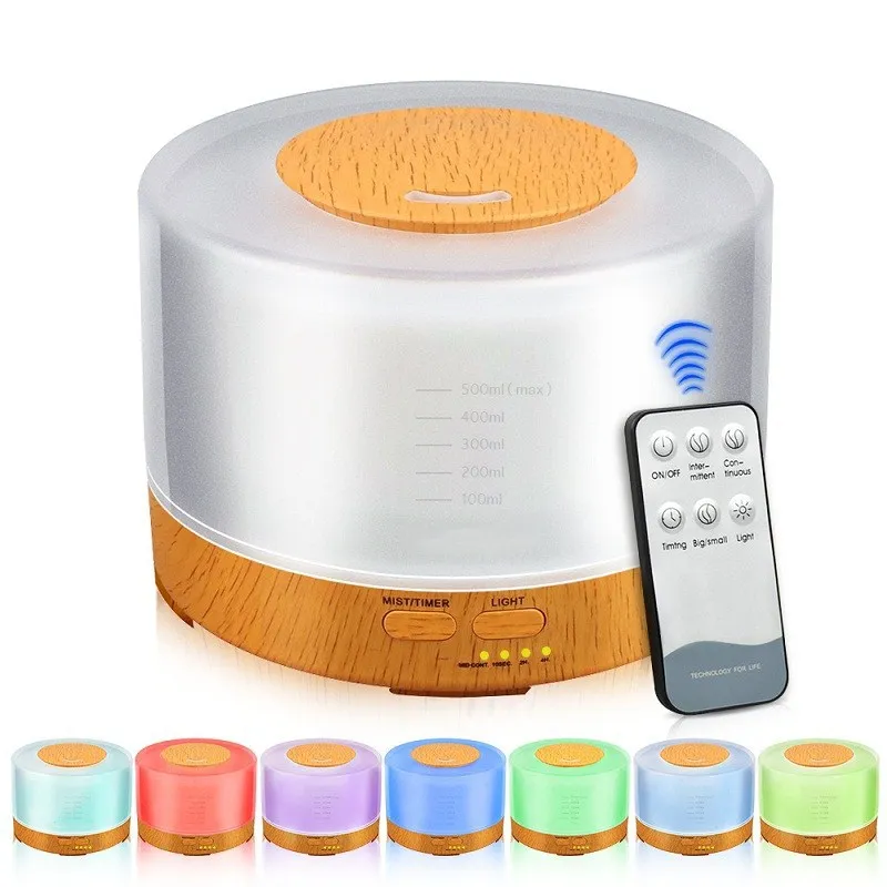 500ml remote control ultrasonic air aroma humidifier aromatherapy essential oil diffuser with 7 color LED lights home | Бытовая техника