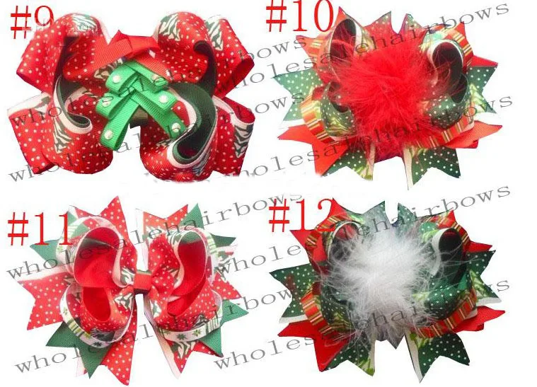 

Free shipping European and American style Christmas design baby hair Ribbon Flower Hair Bows Baby Hair