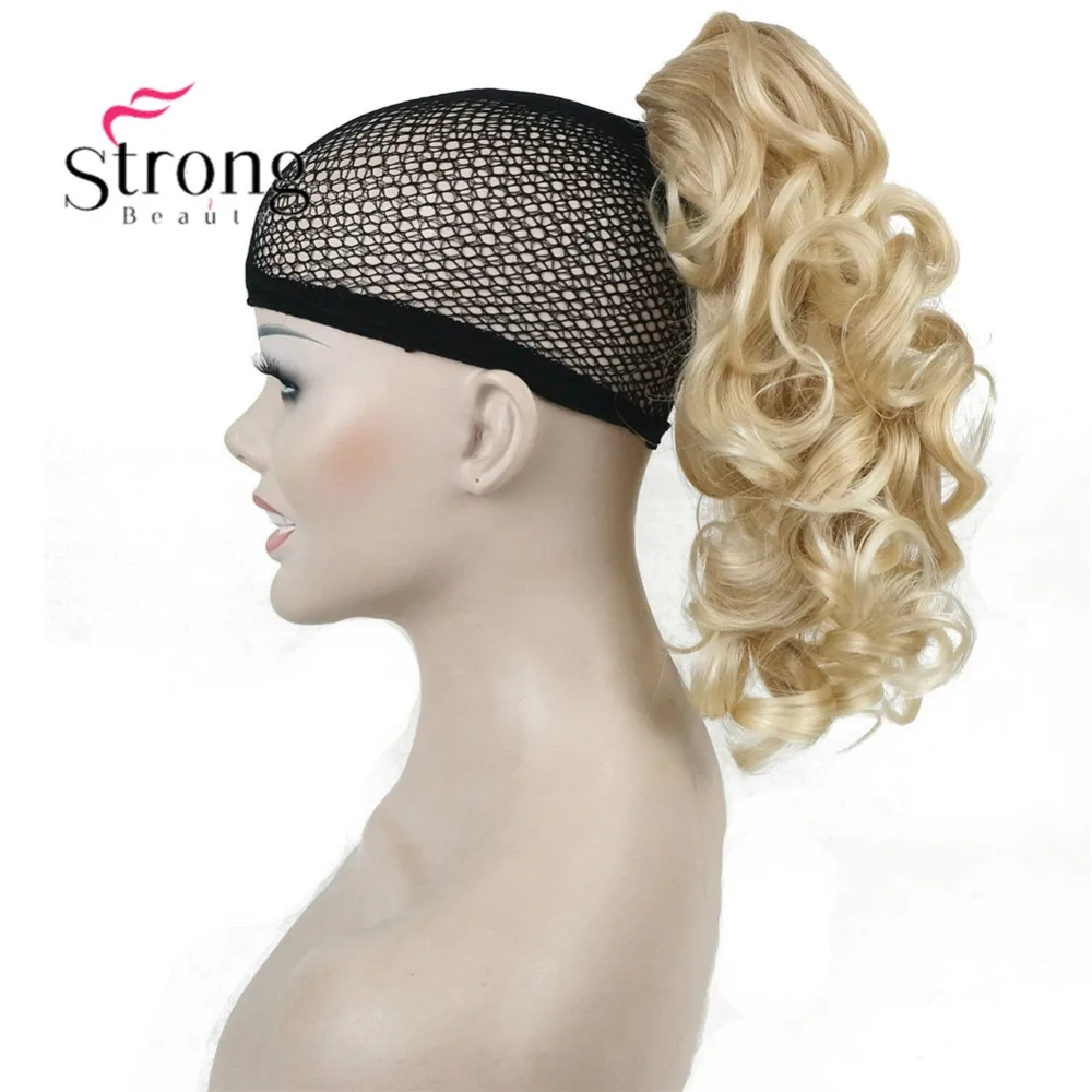 StrongBeauty, 12 дюймов, кудрявые синтетические накладные волосы на заколках в виде когтей, конский хвост, синтетические накладные волосы, 125 г, с зажимом для челюсти/когтей